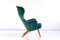 Wingback Armchair in Teal Velvet by Carl-Gustav Hiort by Ornäs, Finland, 1952, Image 9