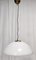 Lámpara colgante posmoderna ajustable de cristal de Murano blanco y latón cepillado atribuido a Veart, años 80, Imagen 1