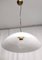 Postmodern Adjustable White Murano Glass and Brushed Brass Pendant attributed to Veart, 1980s 6