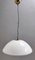 Lámpara colgante posmoderna ajustable de cristal de Murano blanco y latón cepillado atribuido a Veart, años 80, Imagen 4