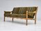 Dänisches Vintage 3-Sitzer Sofa aus Grünem Stoff & Eiche, 1960er 1