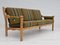 Vintage Danish Three-Seater Sofa in Green Fabric and Oak, 1960s 3