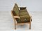 Dänisches Vintage 3-Sitzer Sofa aus Grünem Stoff & Eiche, 1960er 15