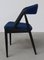Komplett restaurierte Esszimmerstühle aus ebonisierter Eiche mit blauem Stoffbezug von Kai Kristiansen von Schou Andersen, 1960er, 8 . Set 6