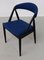 Komplett restaurierte Esszimmerstühle aus ebonisierter Eiche mit blauem Stoffbezug von Kai Kristiansen von Schou Andersen, 1960er, 8 . Set 8