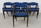 Fully Restored Ebonized Oak Dining Chairs in Blue Fabric by Kai Kristiansen from Schou Andersen, 1960s, Set of 8, Image 1