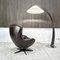 Large Italian Model Luna Arc Floor Lamp in Walnut and Steel from Natuzzi, 1990s 4