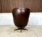 Swivel Leather Lounge Chair by Henry Walter Klein for Bramin, Denmark, 1960s, Image 8