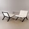 Sessel aus Weißem Leder & Holz im Stil von Roche Bobois, 2er Set 2