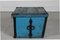 Antique Swedish Campaign Chest with Patinated Blue Paint and Iron, 1850s 3