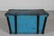 Antique Swedish Campaign Chest with Patinated Blue Paint and Iron, 1850s, Image 4