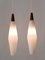 Vintage Scandinavian Opaline Glass and Teak Pendant Lamps, 1960s, Set of 2 2