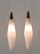 Vintage Scandinavian Opaline Glass and Teak Pendant Lamps, 1960s, Set of 2, Image 2