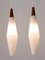 Vintage Scandinavian Opaline Glass and Teak Pendant Lamps, 1960s, Set of 2 7