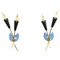 Italian Blue Brass Sconces, 1950s, Set of 2, Image 1