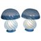 Lampade da tavolo in vetro blu a forma di fungo, Scandinavia, anni '70, set di 2, Immagine 4