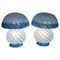 Scandinavian Blue Mushroom Glass Table Lamps, 1970s, Set of 2, Image 4