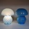 Scandinavian Blue Mushroom Glass Table Lamps, 1970s, Set of 2 3