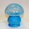 Lampe de Bureau Champignon Scandinave en Verre Bleu, 1970s 2