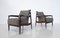 Fauteuils Mid-Century Modernes en Bois et Tissu Gris, Italie, 1960s, Set de 2 2