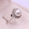 Vintage 18k White Gold Pearl and Diamond Flower Ring, 1960s, Image 3