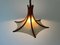 Lámpara colgante ajustable de lino y madera de Domus, Italia, años 80, Imagen 4