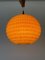 Teak Ball Ceiling Lamp with Fabric Shade from Temde, Switzerland, 1960s 7