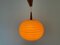 Teak Ball Ceiling Lamp with Fabric Shade from Temde, Switzerland, 1960s 5