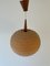 Teak Ball Ceiling Lamp with Fabric Shade from Temde, Switzerland, 1960s 4