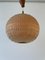 Teak Ball Ceiling Lamp with Fabric Shade from Temde, Switzerland, 1960s 6