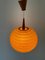 Teak Ball Ceiling Lamp with Fabric Shade from Temde, Switzerland, 1960s 3