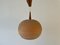 Teak Ball Ceiling Lamp with Fabric Shade from Temde, Switzerland, 1960s 1