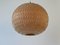 Teak Ball Ceiling Lamp with Fabric Shade from Temde, Switzerland, 1960s 8