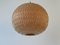 Teak Ball Deckenlampe mit Stoffschirm von Temde, Schweiz, 1960er 8