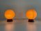 Lámparas de mesita de noche con forma de bola de teca con pantallas de tela de Temde, Alemania, años 60, Imagen 4