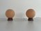 Teak Ball Bedside Lamps with Fabric Shades from Temde, Germany, 1960s, Set of 2 3