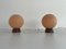 Teak Ball Bedside Lamps with Fabric Shades from Temde, Germany, 1960s, Set of 2, Image 3