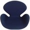 Swan Chair mit blauem Stoffbezug von Arne Jacobsen 6