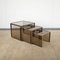 Nesting Tables in ​​Brass and Smoked Glass by Renato Zevi, 1960s-1970s, Set of 3 5