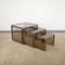 Nesting Tables in ​​Brass and Smoked Glass by Renato Zevi, 1960s-1970s, Set of 3, Image 5