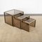 Nesting Tables in ​​Brass and Smoked Glass by Renato Zevi, 1960s-1970s, Set of 3 1