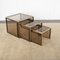 Nesting Tables in ​​Brass and Smoked Glass by Renato Zevi, 1960s-1970s, Set of 3, Image 1
