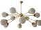 Lampadario Sputnik in ottone con 12 sfere opaline, Immagine 5