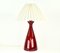 Lámpara de mesa de vidrio rojo atribuida a Jacob Bang para Kastrup Holmegaard, años 60, Imagen 6