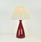 Red Glass Table Lamp attributed to Jacob Bang for Kastrup Holmegaard, 1960s 1