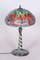 Vintage French Art Deco Table Lamp in Enameled Bronze and Glass Shade, 1970s, Image 1