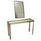 Vintage Chrome and Brass Console Table with Mirror, 1970, Set of 2 1