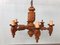 Large 6-Light Chandelier in Carved Walnut, Italy, 1920s 16