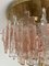 Italian Pink Clear Murano Chandelier Flushmount by Mazzega, 1970s, Image 2