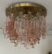 Italian Pink Clear Murano Chandelier Flushmount by Mazzega, 1970s, Image 24